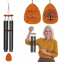 Yousoontic Retired But Forever a Teacher at Heart Wind Chime, 32" Teacher Retirement Gifts for Women, Appreciation Retirement Thank You Present Garden Outdoor Decor