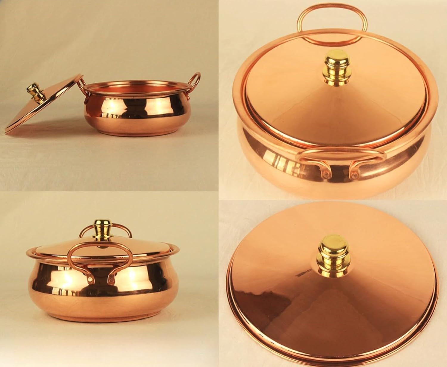 MsiDtsoy 純銅製コンロ用鍋、IH対応、美しい形状、手作り万能シチュー
