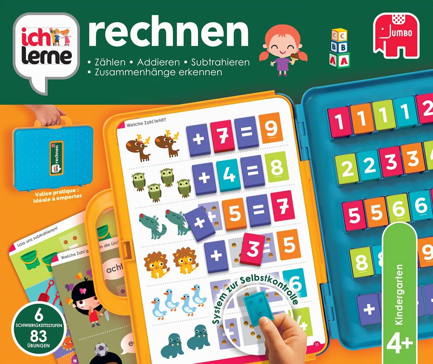 Jumbo Spiele J'apprends calculer - Jeu éducatif pour Les Enfants à partir de 4 Ans pour 2 à 4 Joueurs.