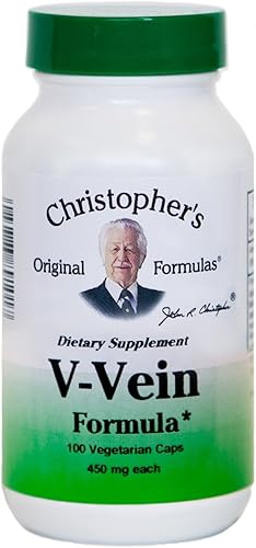 Christopher's Original Formulas V-Vein - 100 cápsulas vegetarianas - Mezcla de hierbas única - Desarrollado por el maestro herbolario David