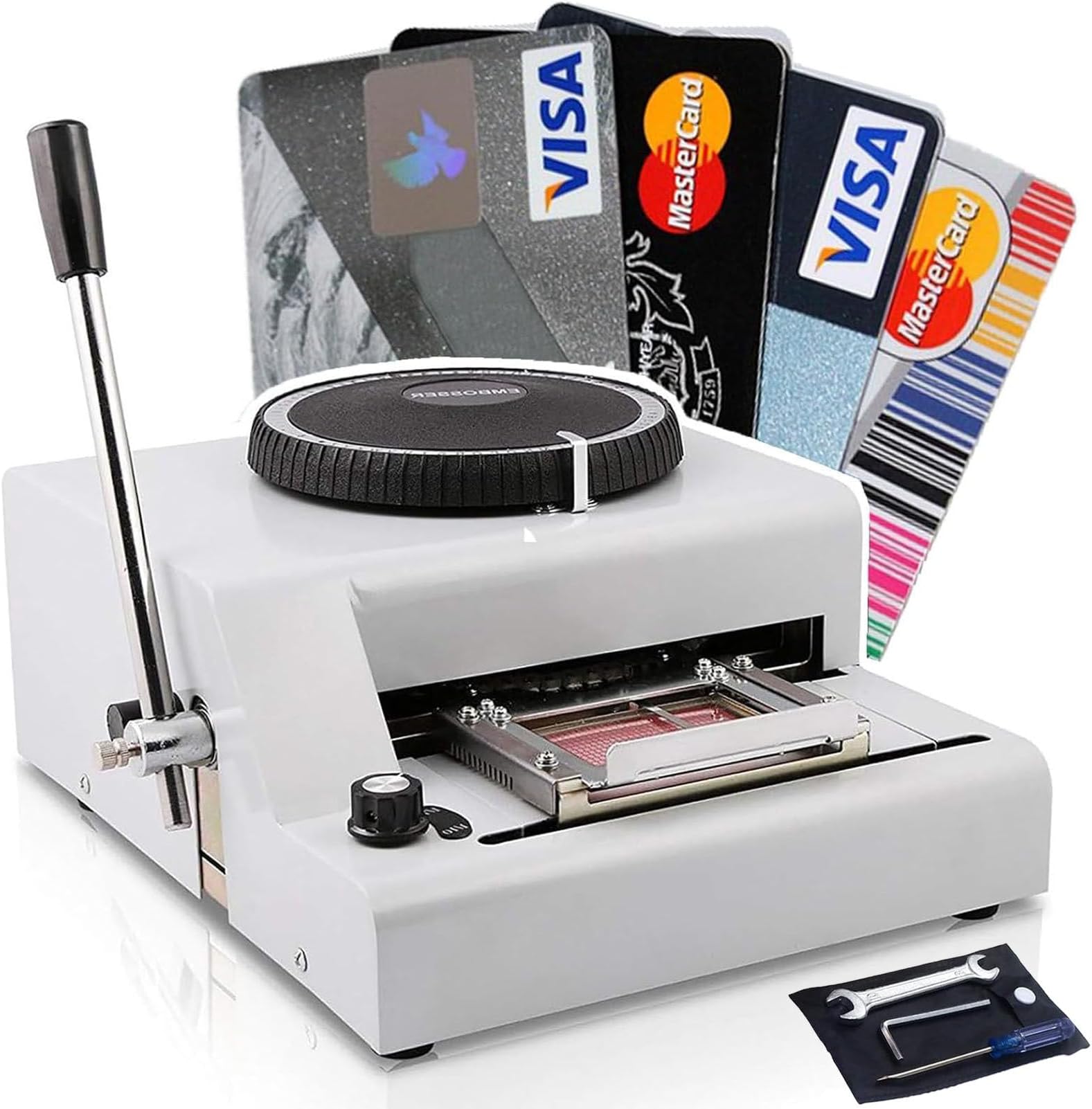 PVC Card Embossing Machine,72-Character Manual Stamping Machine with 5 Aluminum Tags,for PVC Cards, Letters, and Custom Cards, Code Printer for Gift Cards