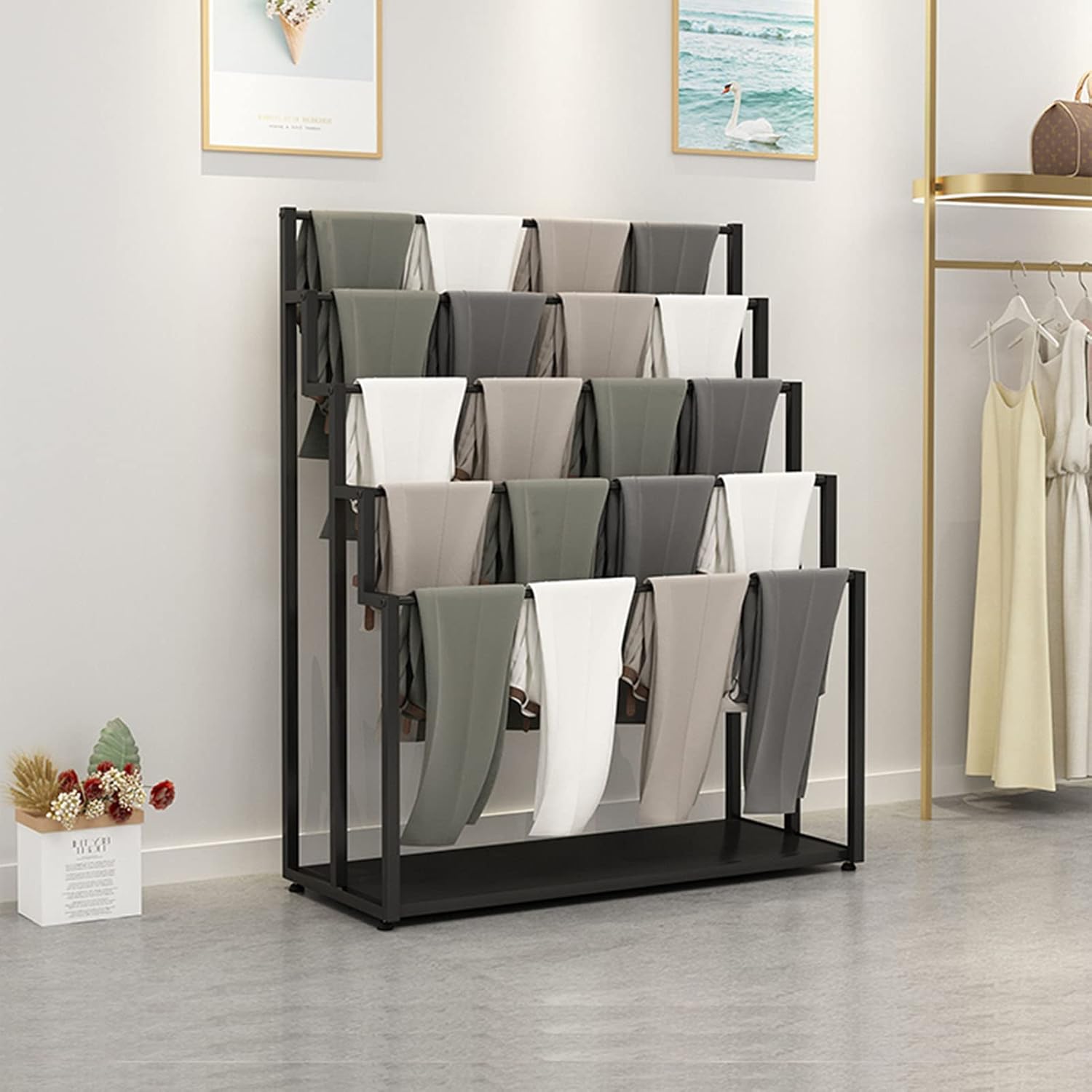 Metal Freestanding Scarf Holder Organizer,Clothing Store Scarves Shawl and Scarves Rack Ties Belt Towel Pants Organizer Hijab Hangers,Commercial Island Display Stand,for Boutiques/Retail Stores