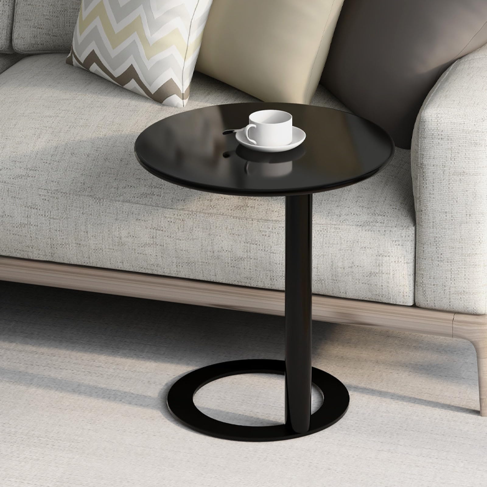 Table d'appoint ronde en métal pour salon, support ordinateur portable portable