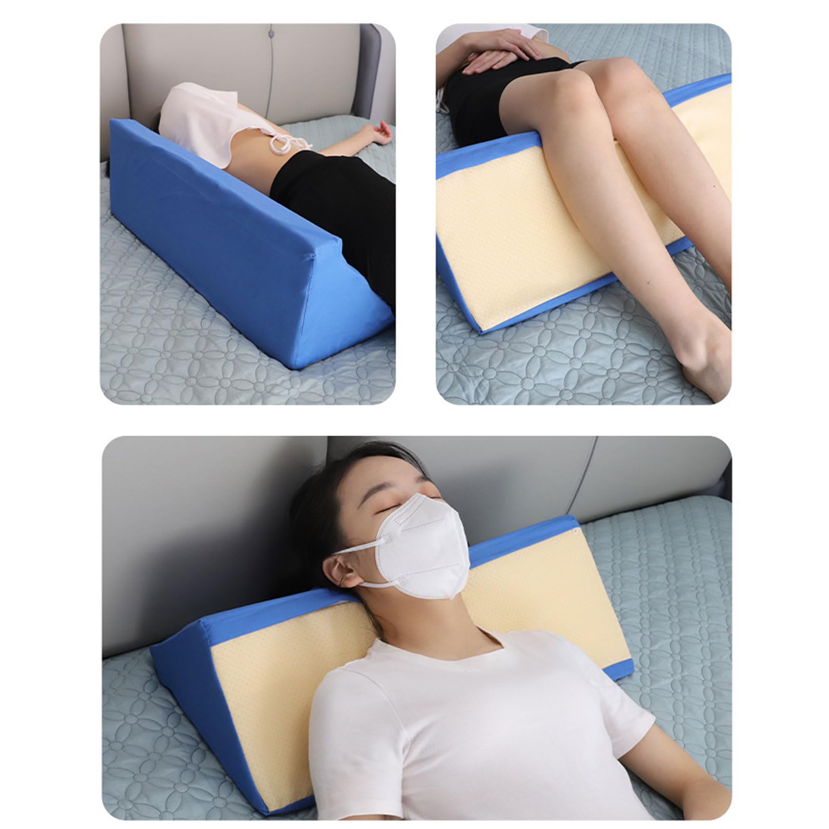 UYSELA Almohada de Cuña Lateral, Almohada de Alineación del Cuerpo de Elevación de Posicionamiento de la Espalda Cuñas de Cama Parte Inferior Antideslizante, Lavable,T6,60x25x20cm