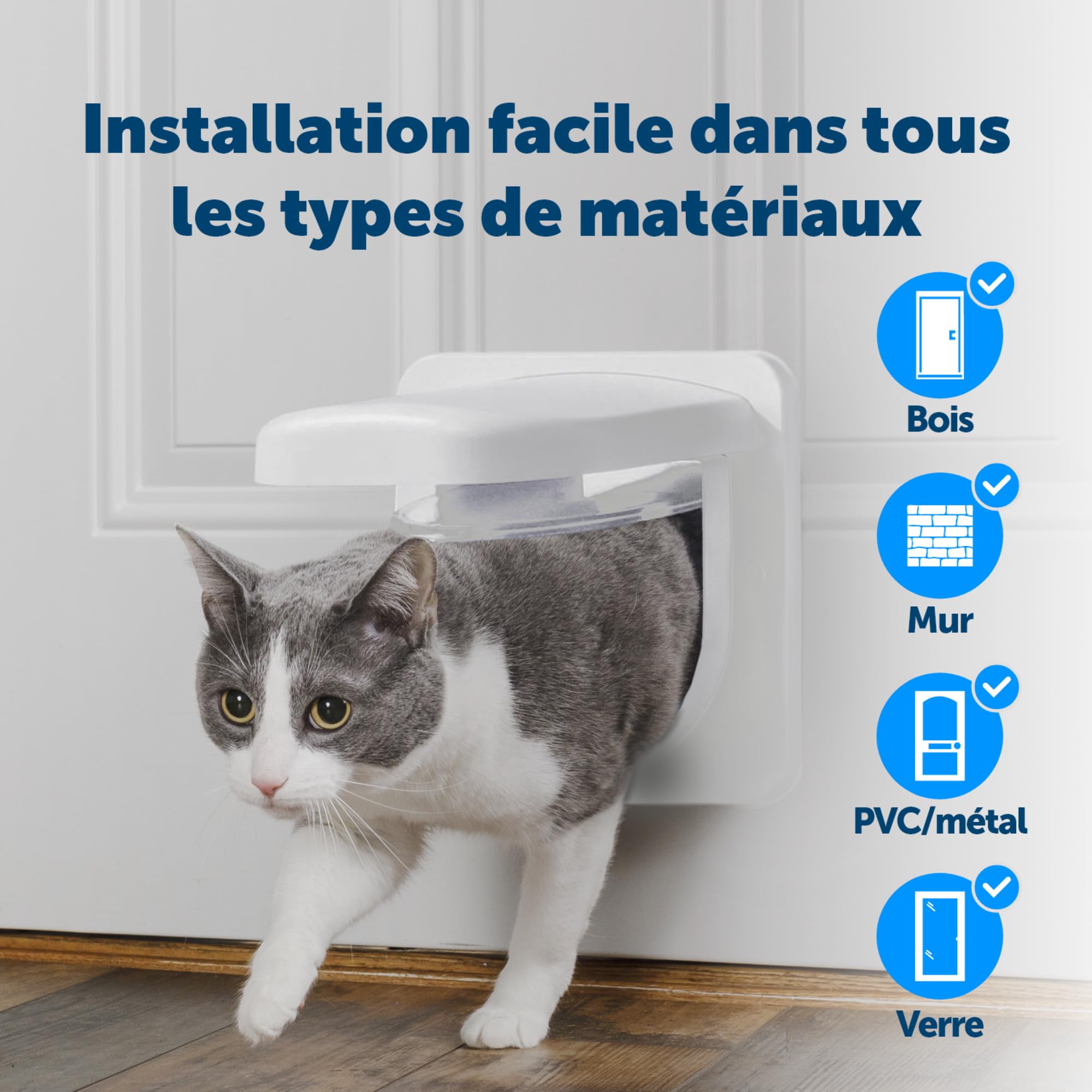 Chatière Intelligente Avec Détection Par Collier RFID - Porte Autonome Pour Chat, Double Sens, Sécurisée
