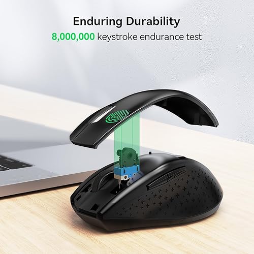 Miniatura 6 de TECKNET Ratón inalámbrico, mouse USB de 2.4 G con 6 niveles ajustables de 4800 DPI, clic silencioso silencioso, batería de 30 meses, empuñaduras