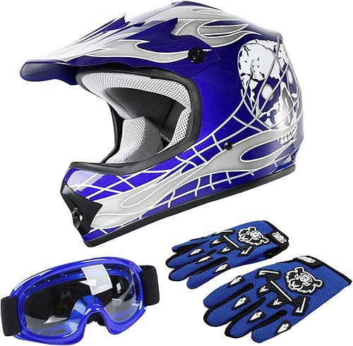 Miniatura 16 de TCT-MOTORPARTS DOT - Casco de motocross para niños y jóvenes, casco de cara completa para motocross, ATV, todoterreno, casco de cuatro ruedas