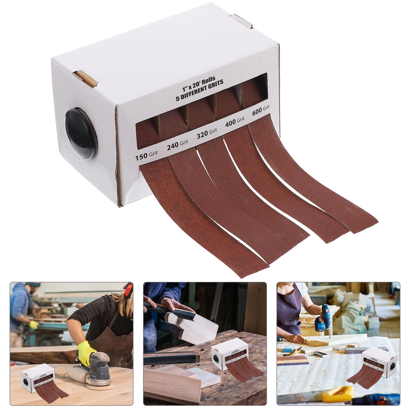 Rotolo Vetrata in Scatola Abrasivo Carta Dispenser Estraibile | Nylon Cloth, Levigatura a Secco, Metallo e Piccoli Animali, 5 Assi, Anti-intasamento