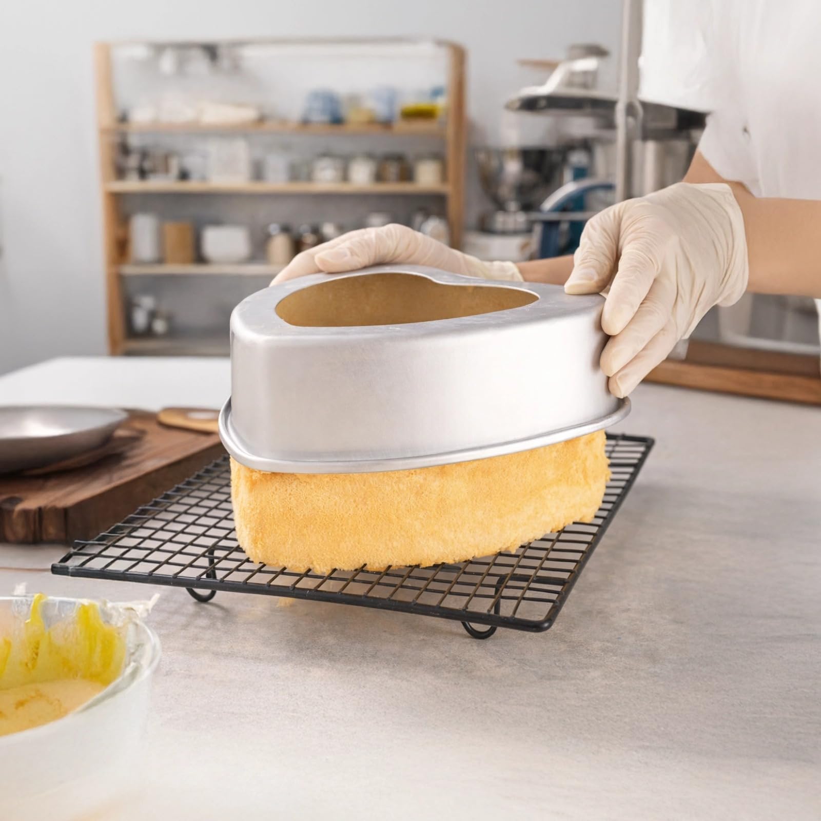Lot de 2 moules à gâteau en forme de cœur, 25,4 cm, fond amovible, 6,5 cm de profondeur, alliage d'aluminium pour gâteaux en mousse et mousseline