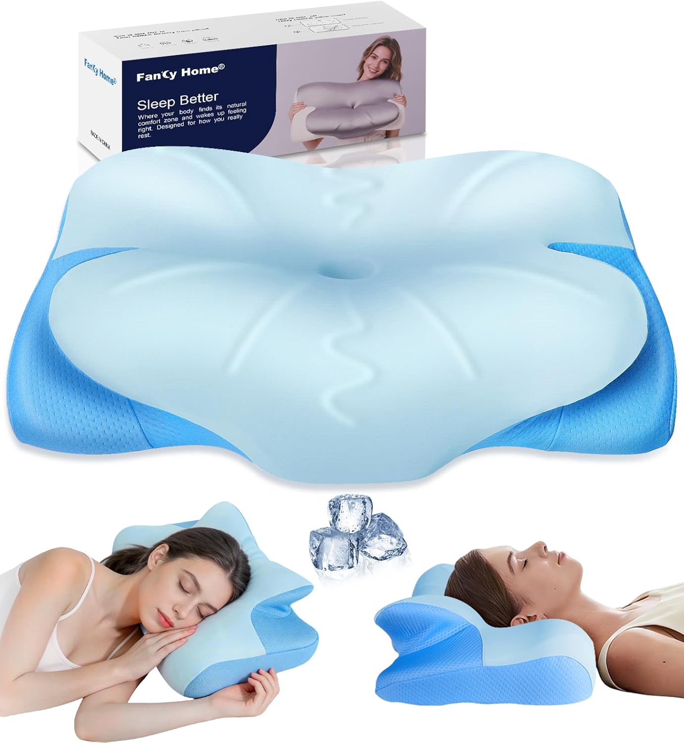 Cervical Neck Pillow for Sleeping, Ergonomic Side Sleeper Pillow for Neck Pain Relief, Adjustable Orthopedic Contour Cooling Mellow Cloud Align Pillows for Side/Back/Stomach Sleepers