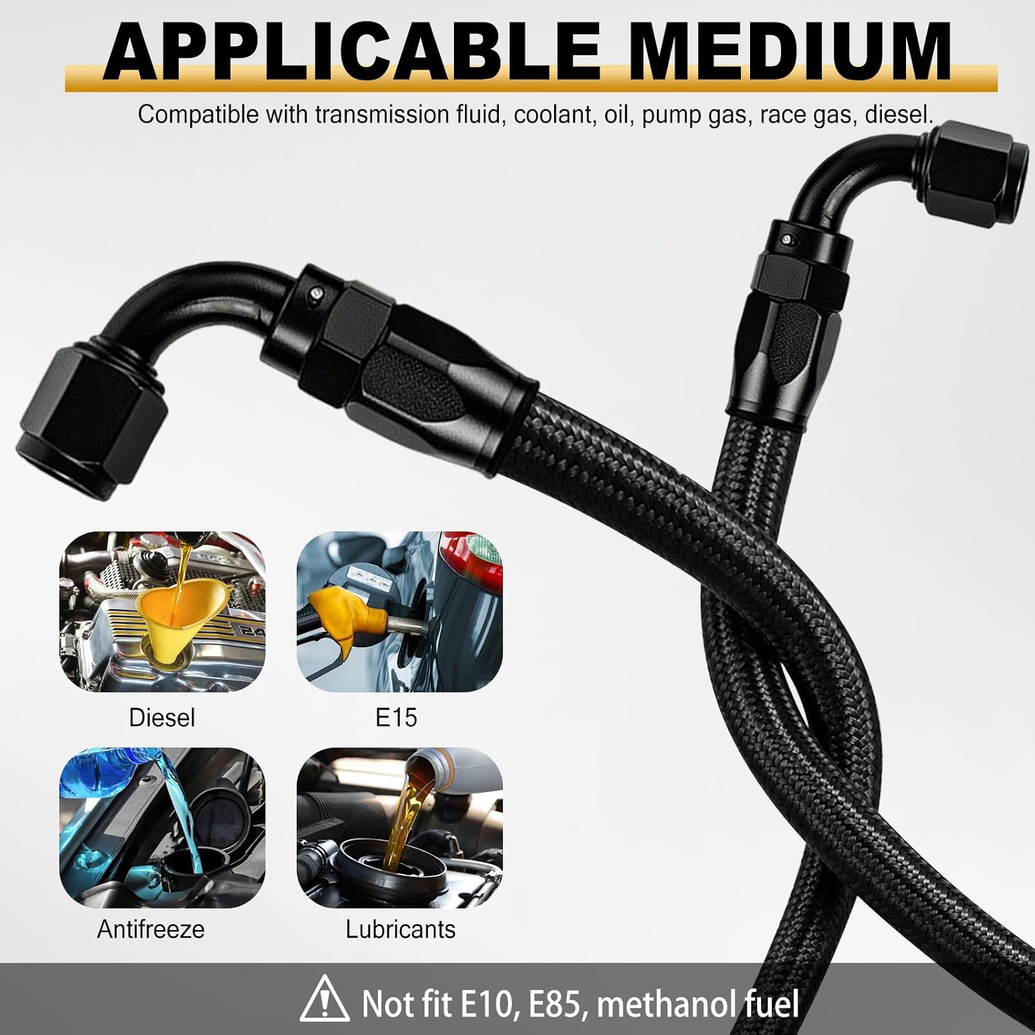 HEBOSS 6AN Fuel Line Hose 20 FT, CPE Nylon Braided High Pressure 1000 PSI