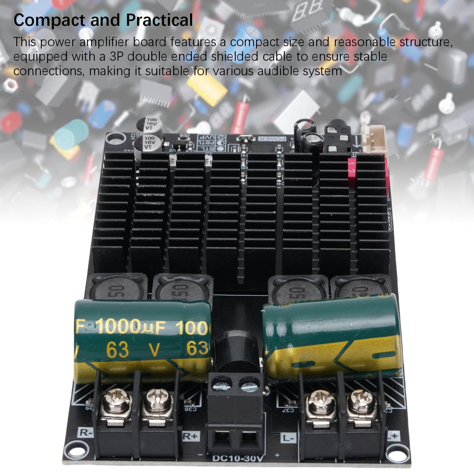 Sxhlseller TPA3221 Post Stage-Verstärkerplatine, 2 x 100 W oder 200 W PBTL Subwoofer-Modul mit Verdicktem Kühlkörper, Mehreren Sicherheitsschutzmechanismen