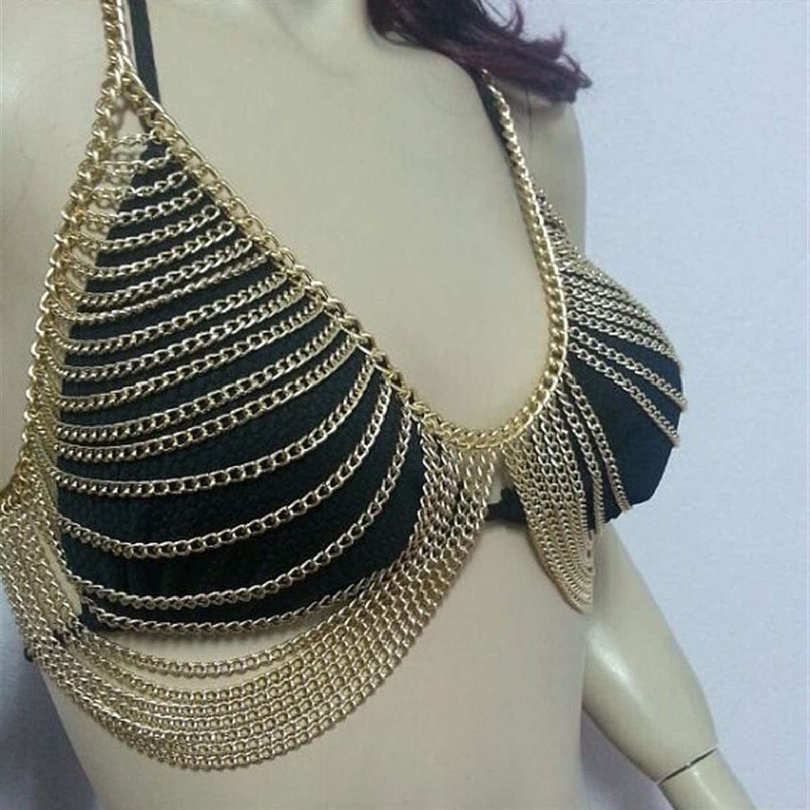 Chaînes de Corps Accessoires de chaîne pour Femmes Bijoux Multicouches Collier de Poitrine Harnais Convient à la Plupart des Personnes à Porter Lien (Une Couleur Argent)