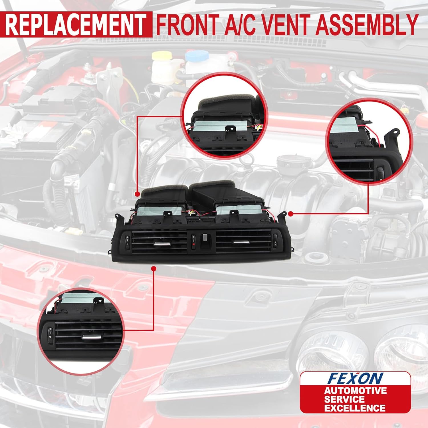 Front A/C Vent Assembly, Dashboard Fresh Air Grille Center Vents Replacement for 2011-2016 BMW 5 Series 528i 535i 535d 535 550i M5 Rep# 64229209136