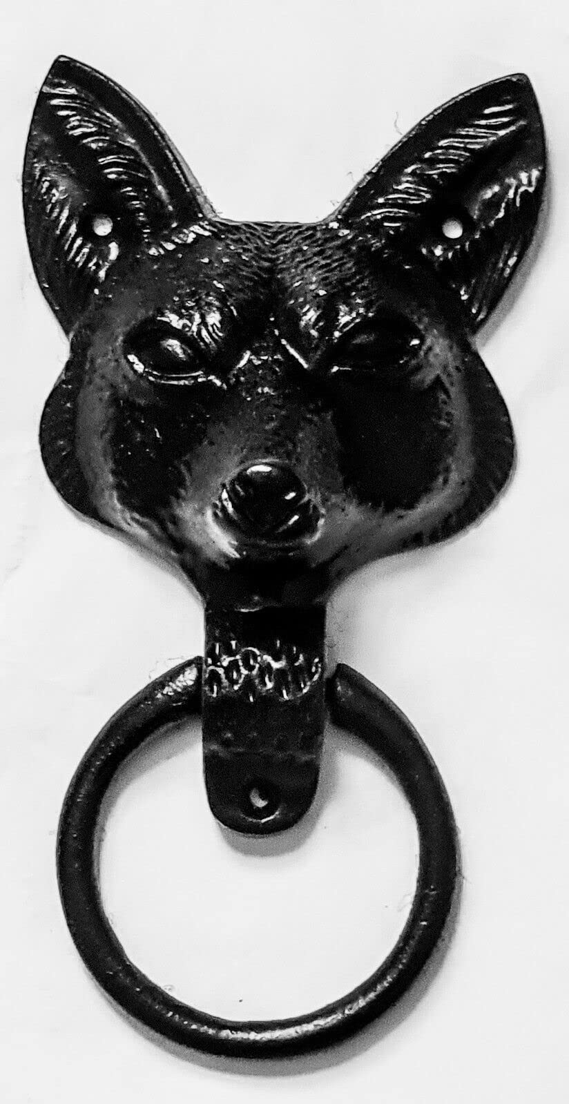 Manor Black Fox Ring Front Door Knocker Antique Iron Shaped Door Hardware Animal