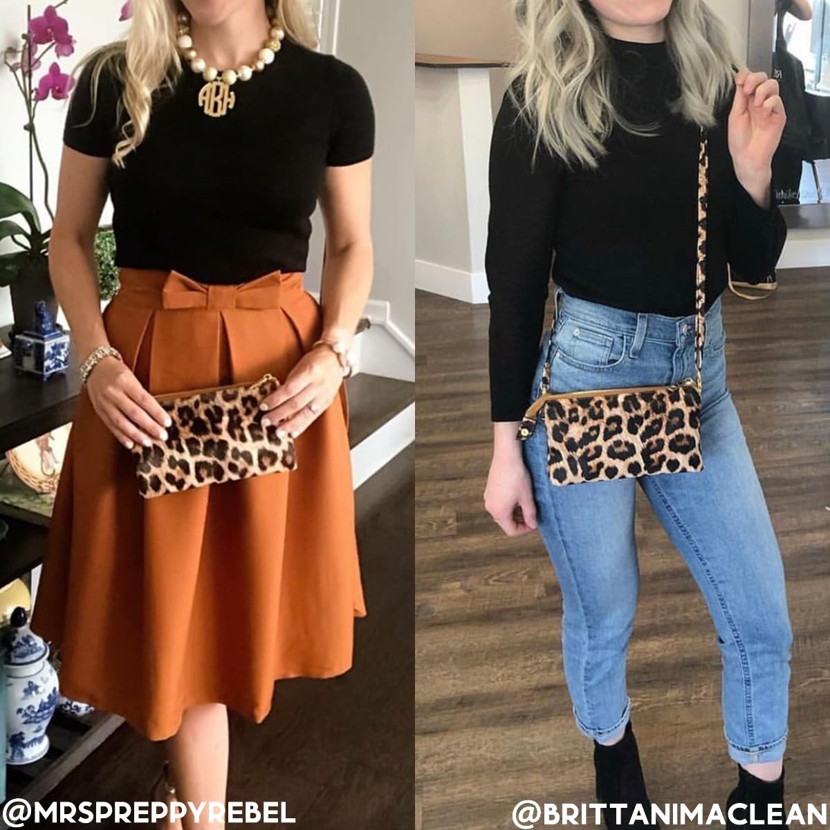 Humble Chic NY Vegan Leather Wristlet Purse for Women - Small Clutch Purse with Shoulder and Wrist Straps: Leopard Print