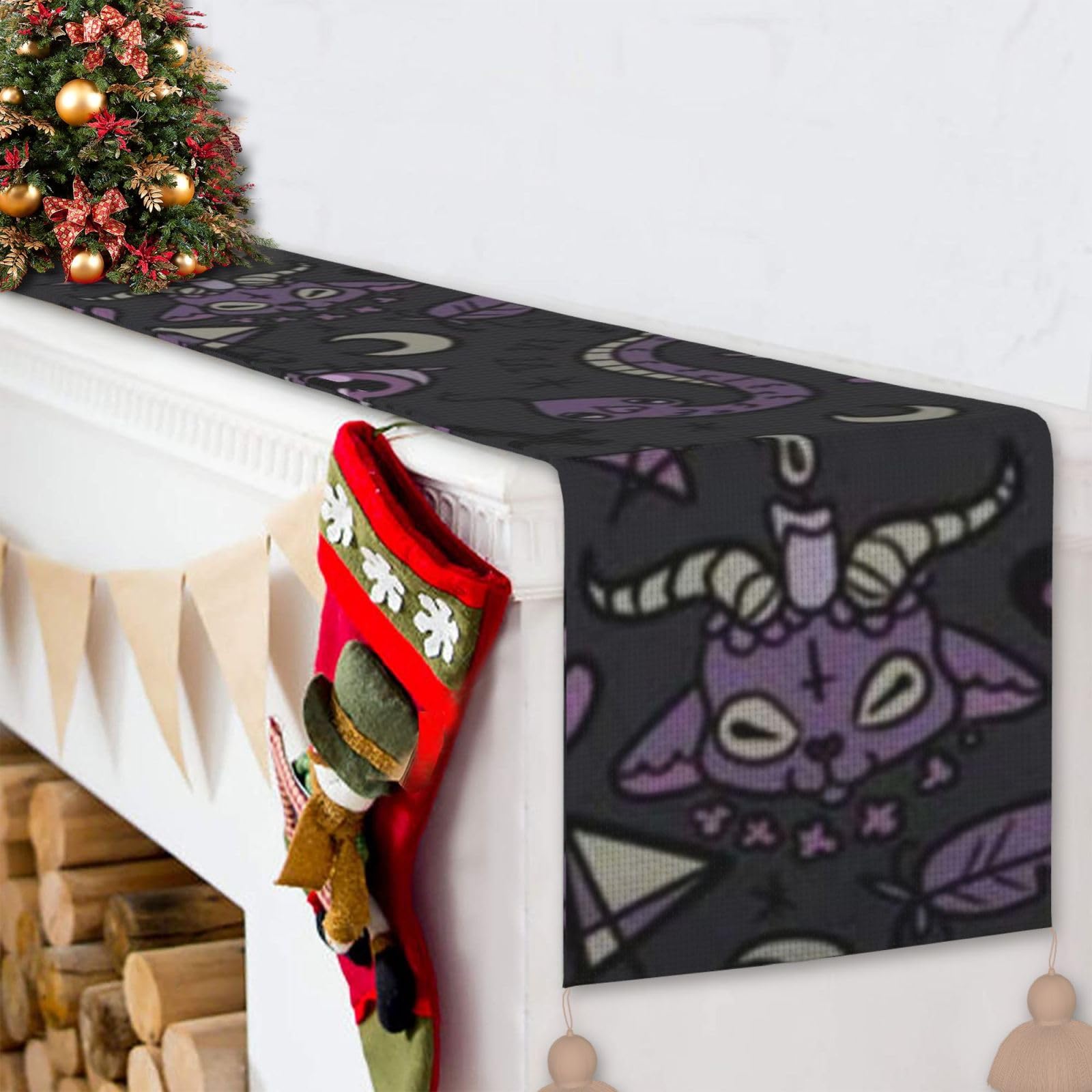 Runner da tavolo all'uncinetto fatto a mano: decorazione da tavolo con perline floreali multicolori - Italia