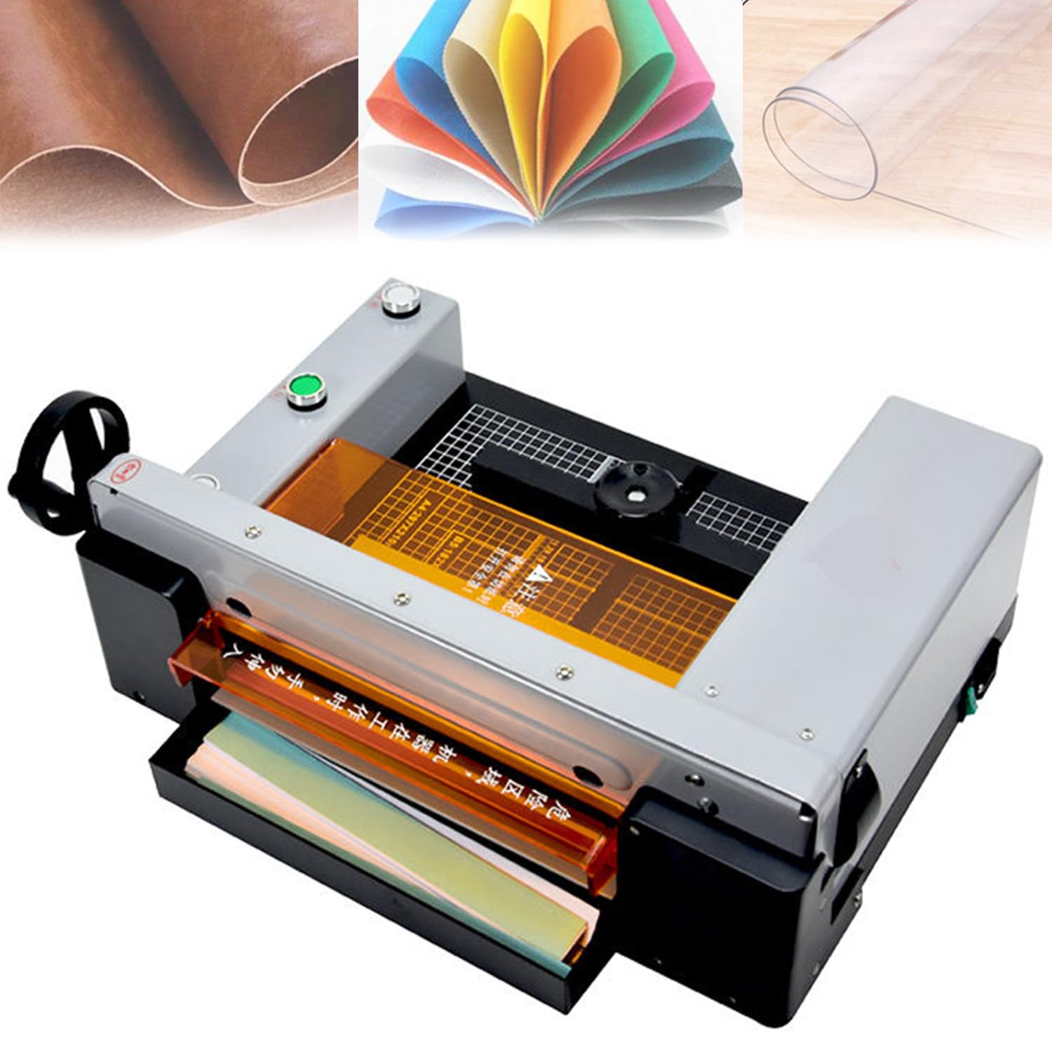 Qiang Taglierina per Carta Elettrica da Tavolo Piccole Dimensioni Ghigliottina,Spessore 40 Mm,Larghezza 0-300 Mm con Linee Griglia,per Carta Cartoncino Cartone PVC Pelle Tessuti Non Tessuti
