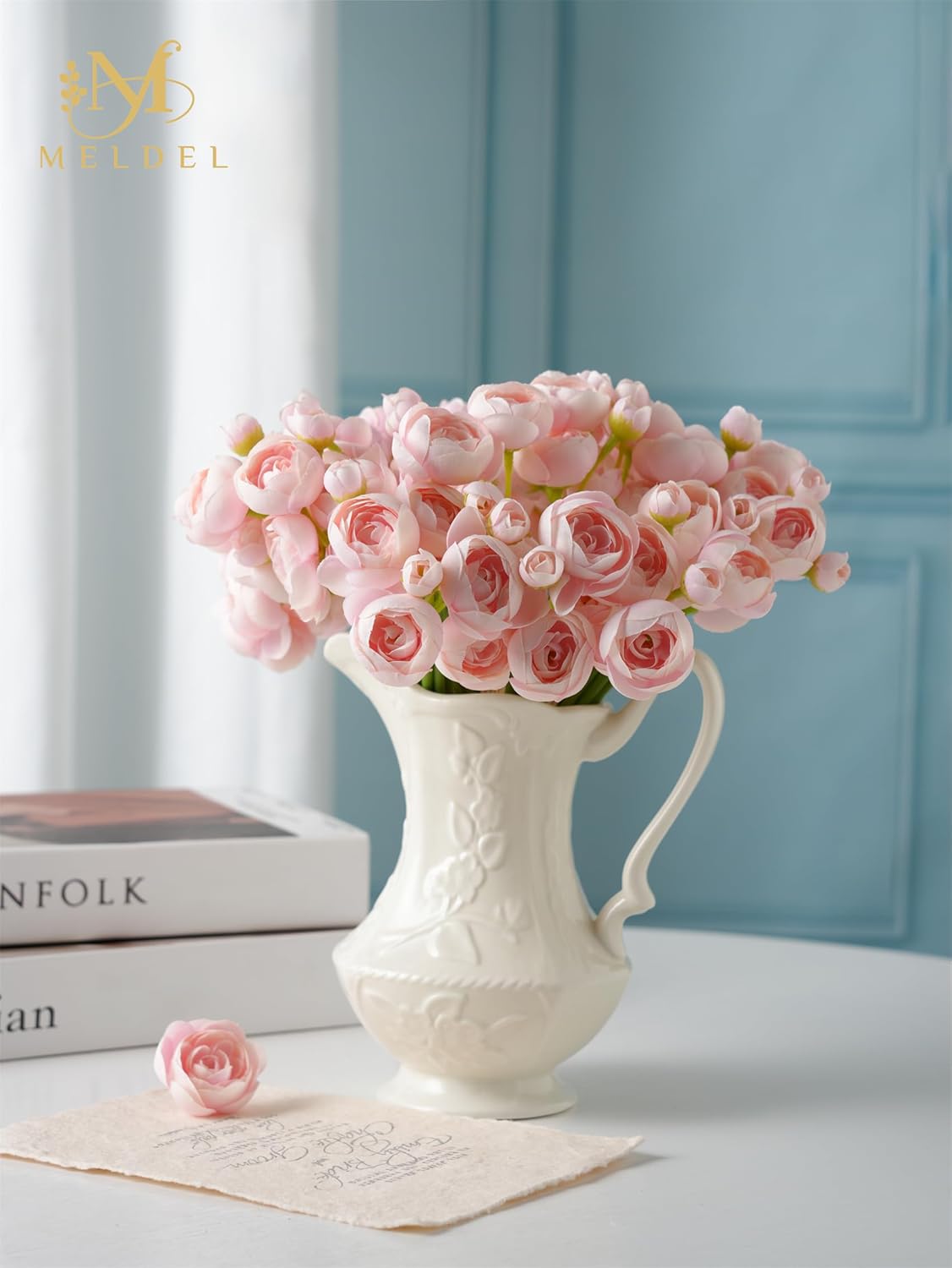 Meldel 32Pcs Ranunculus Artificial Flower, Faux Silk Mini Pink Ranunculus Flowers for DIY Bouquet, Bulk Fake Peony Wedding Filler Flowers for Centerpieces Arrangements Bridal Shower Decorations - Image 2