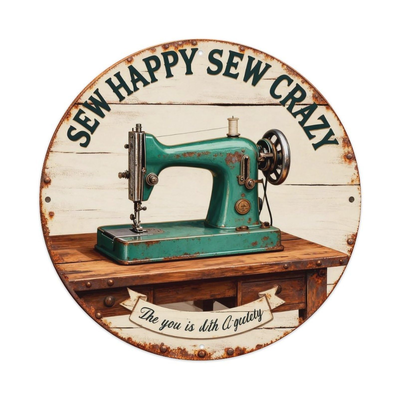 Sewing Machine Round Sign Metal Tin Sign Plaque