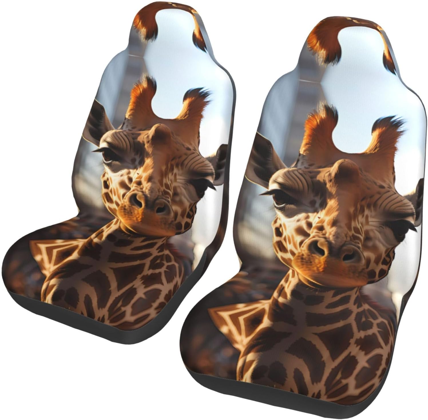 Universal City Giraffe Street Printed car seat Covers are Suitable for Most Seats in Trucks, Vans, and Other Similar Vehicles.