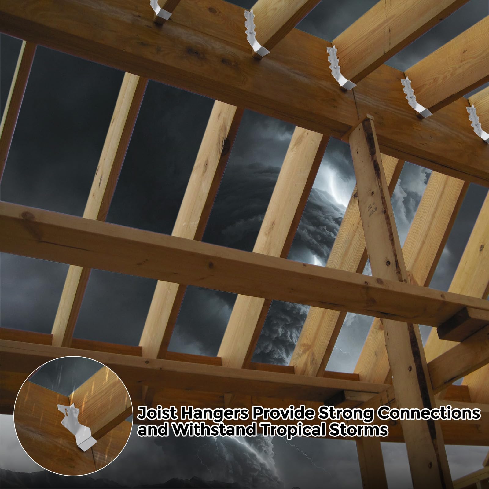 50 ganci per travetti da 2 x 8, in metallo calibro 20, ganci per travetti Lu28 zincati, legami per travetti per travi, staffe 2 x 8 per ponte, pavimenti, sporgenze del tetto e travetti del soffitto