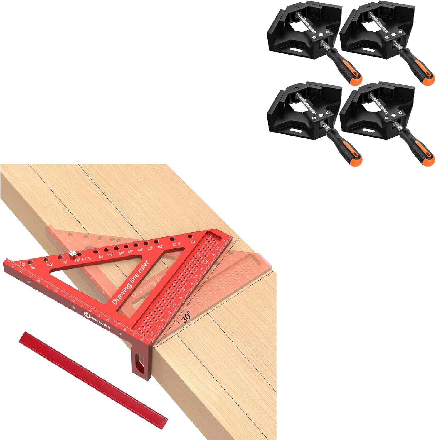 8.5Inch 3D 6-in-1 Carpenter Square with Right Angle Clamp