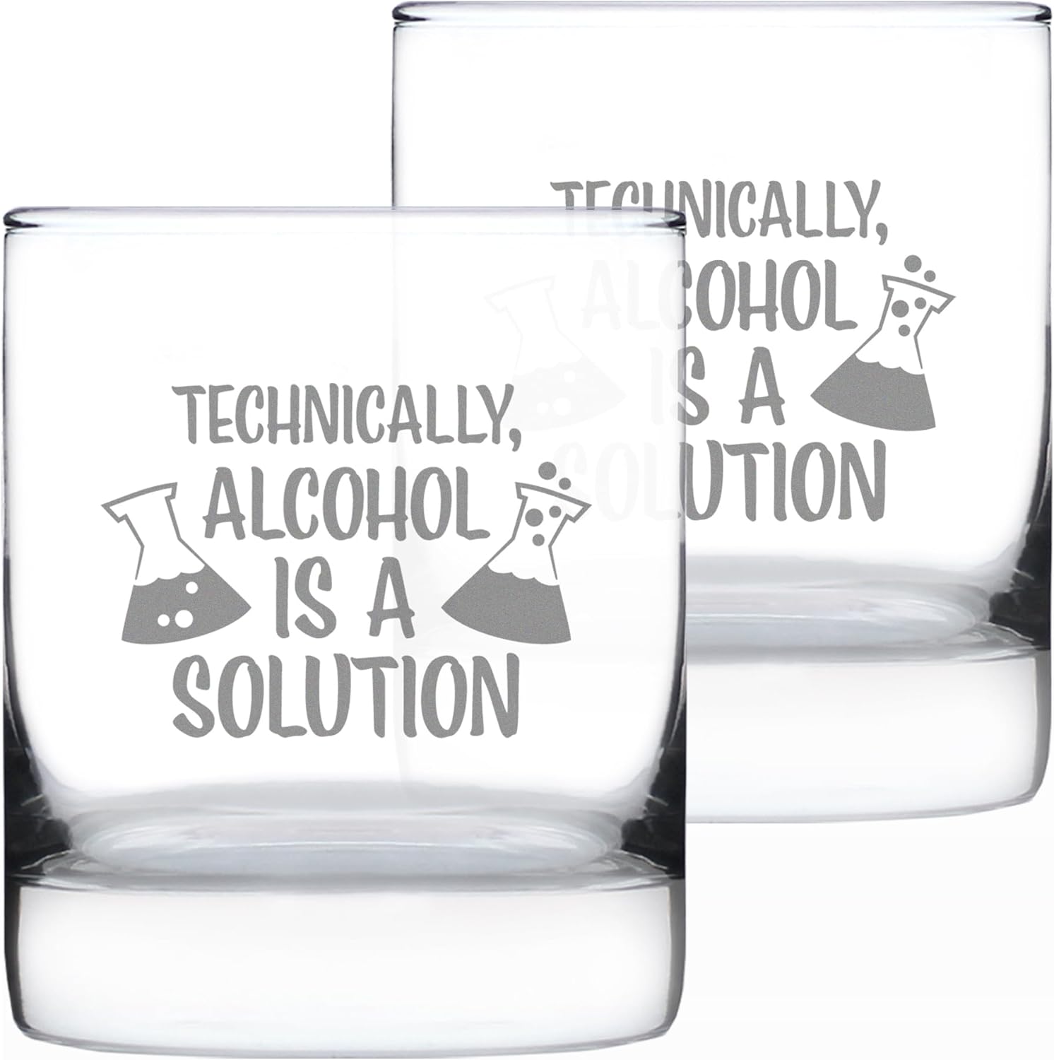 Custom Alcohol Is A Solution - Personalized Whiskey Rocks Glass - Funny Science Teacher Gifts for Women & Men - Fun Drinking Decor - 10.25 Oz