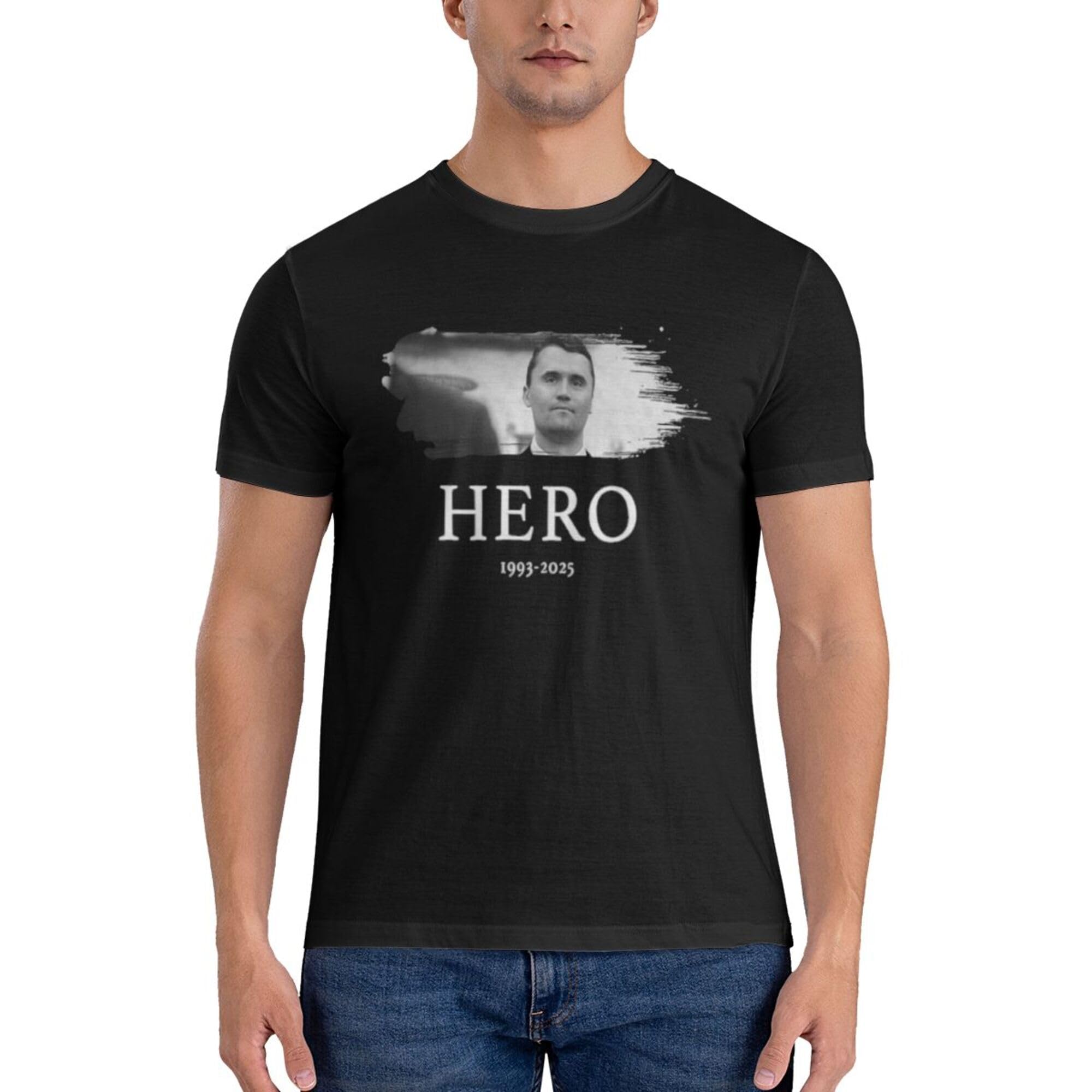 Kwqdozf Men's Black Charlie Kirk Is A Hero For Wo Crew Neck T-Shirt