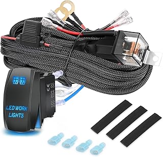 Wiring Harness 2 Leads,OFFROADTOWN 16.4FT Nylon Wiring Harness for Light Bar Fog Lights 12V 40A Relay Fuse Rocker Switch LED Pods Lights 2 Pack Wire Kit for Offroad Silverado RZR UTV ATV Truck Boat