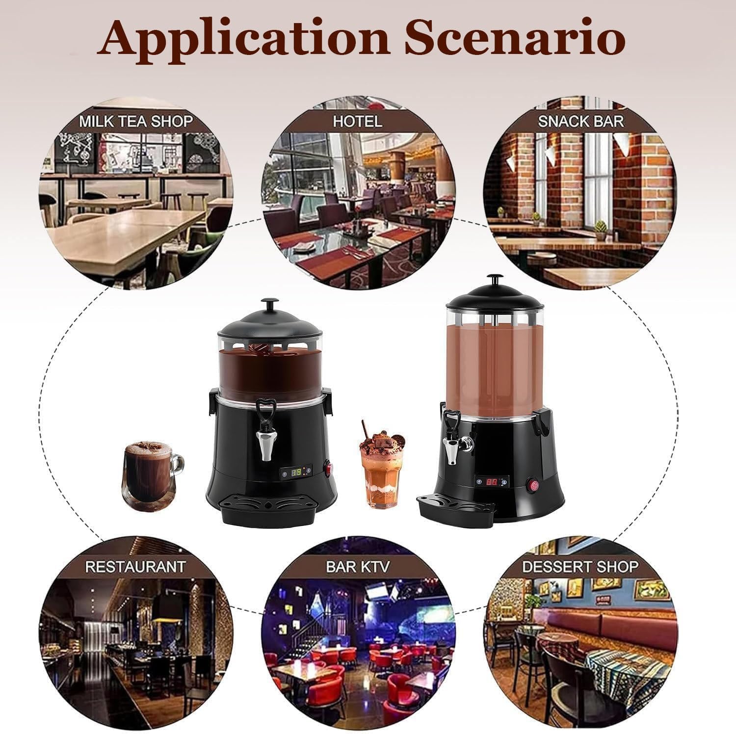 Distributeur de Chocolat Chaud Machine 110/220V 5L/10L Réglable 30-90°C Affichage LED Chauffe-Boissons Électrique