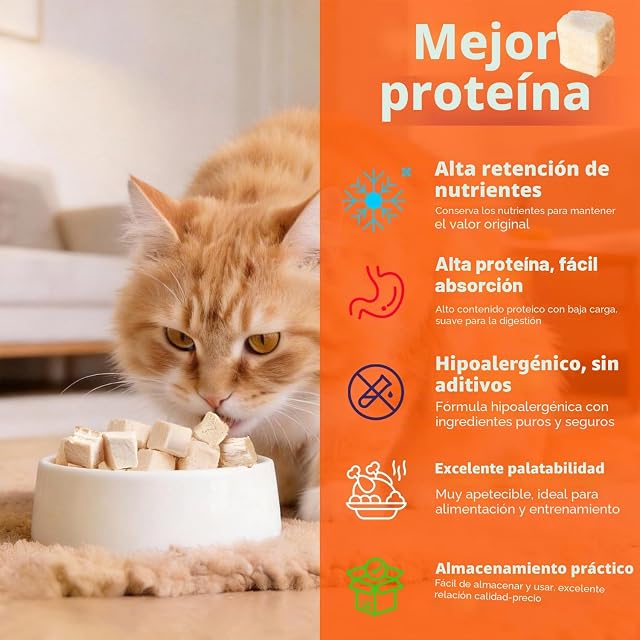 Foto 5 de 8 de 180g de bocadillos de Pollo liofilizados para Mascotas, Aperitivos para Gatos