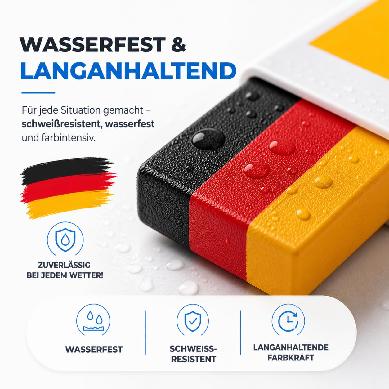 TK Gruppe Timo Klingler Lot de stylos de maquillage Allemagne - Couleurs de maquillage rouge, noir, jaune pour homme et femme - Coupe du monde 2026