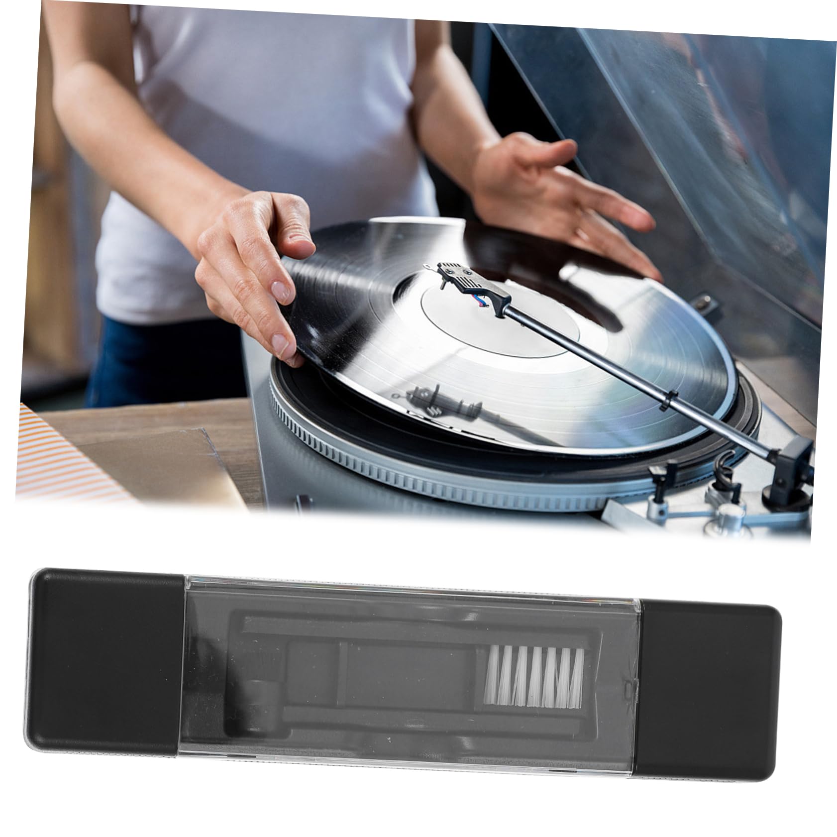 Brosse de Nettoyage pour Disques Vinyles et CD Protège Les Disques et Ensemble 1 Set Liquide et Éponge Prolonge la Durée de Vie du Stylet