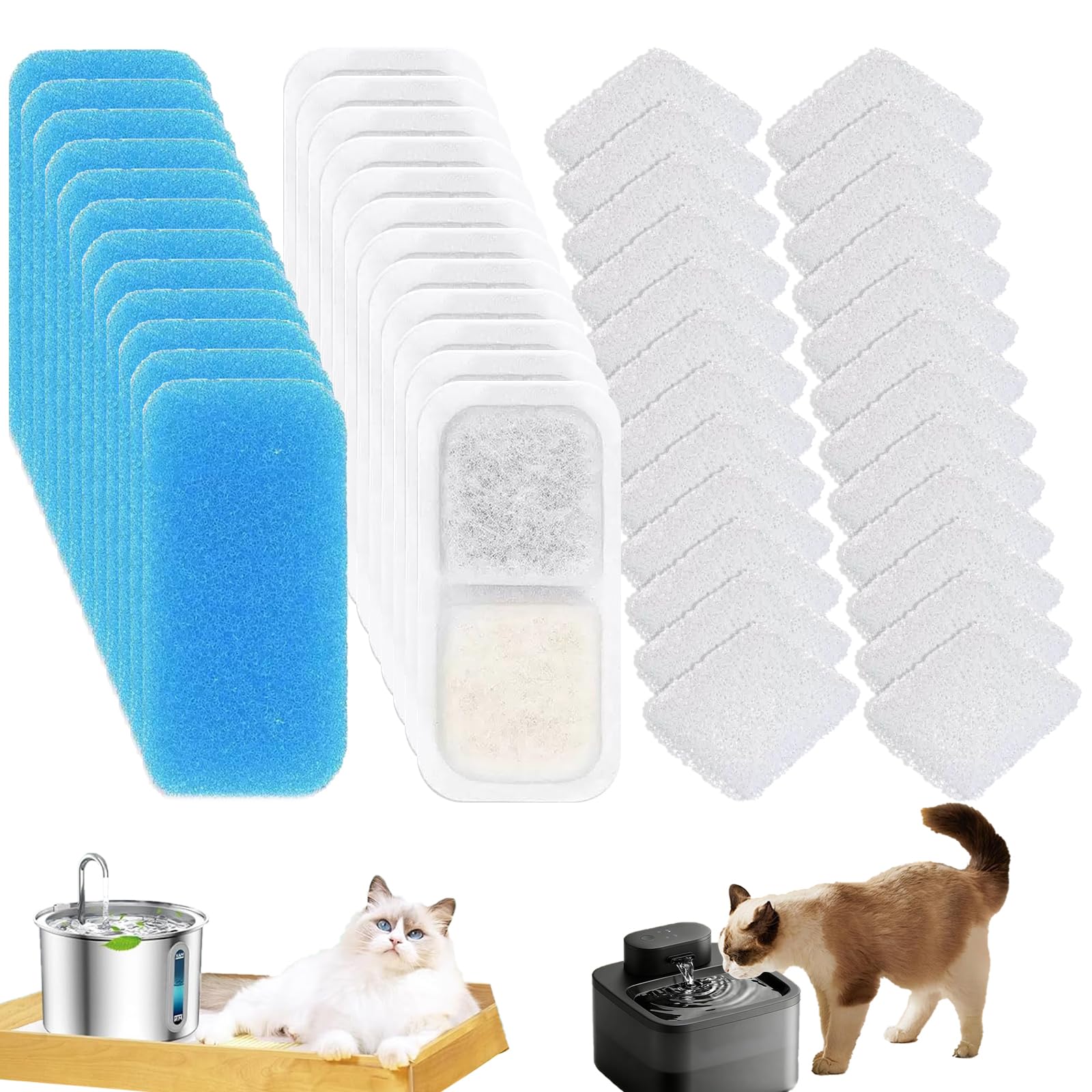 Mnuwoee 12-PCS Cat Fountain Filters for Oneisall Cat Water Fountain PWF-001
