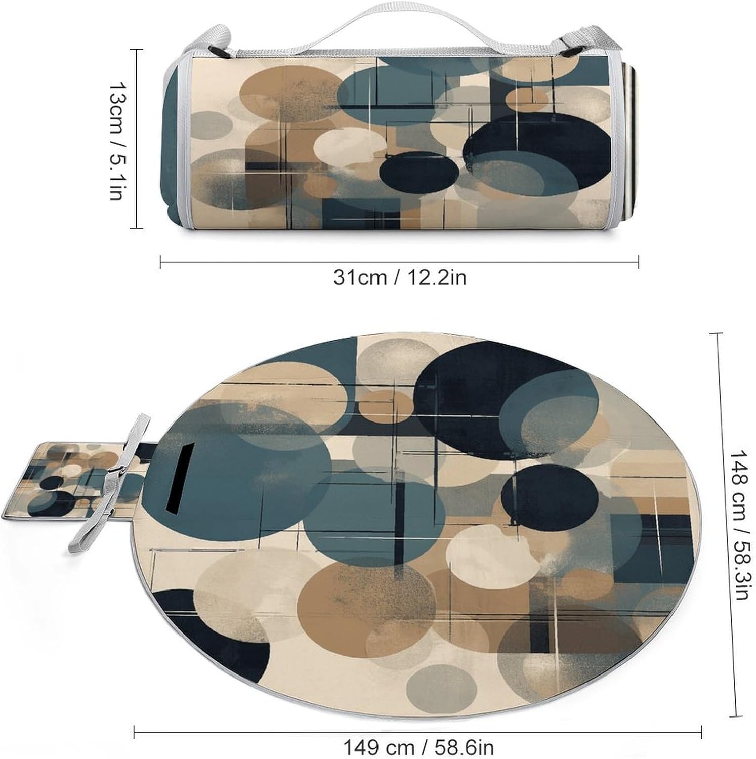 Art Painting Picnic Mat Lightweight Waterproof Picnic Blankets Extra Large Picnic Outdoor Blankets Foldable Sandproof Beach Blanket for Park Beach Camping Courtyard 58.3''x58.3''