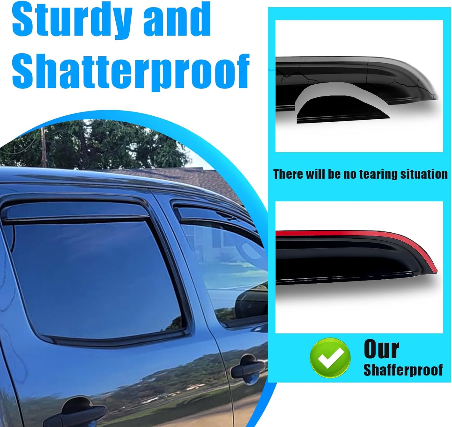Window Visors Rain Guards, in-Channel Rain Guards Compatible with 2016-2023 Tacoma, for 1999-2006 Chevy Silverado/GMC Sierra 1500/2500/3500/2500HD (2016-2023 Tacoma)