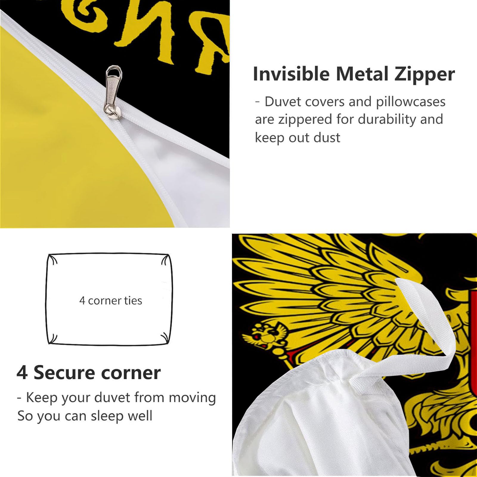 Bettwäsche 220×240 Mikrofaser Russland Flaggenmuster - Bettwäsche-Sets 220×240 cm Bettbezug 3 teilig mit 2 Kissenbezüge 80x80 cm, Wendebettwäsche mit Reißverschluss