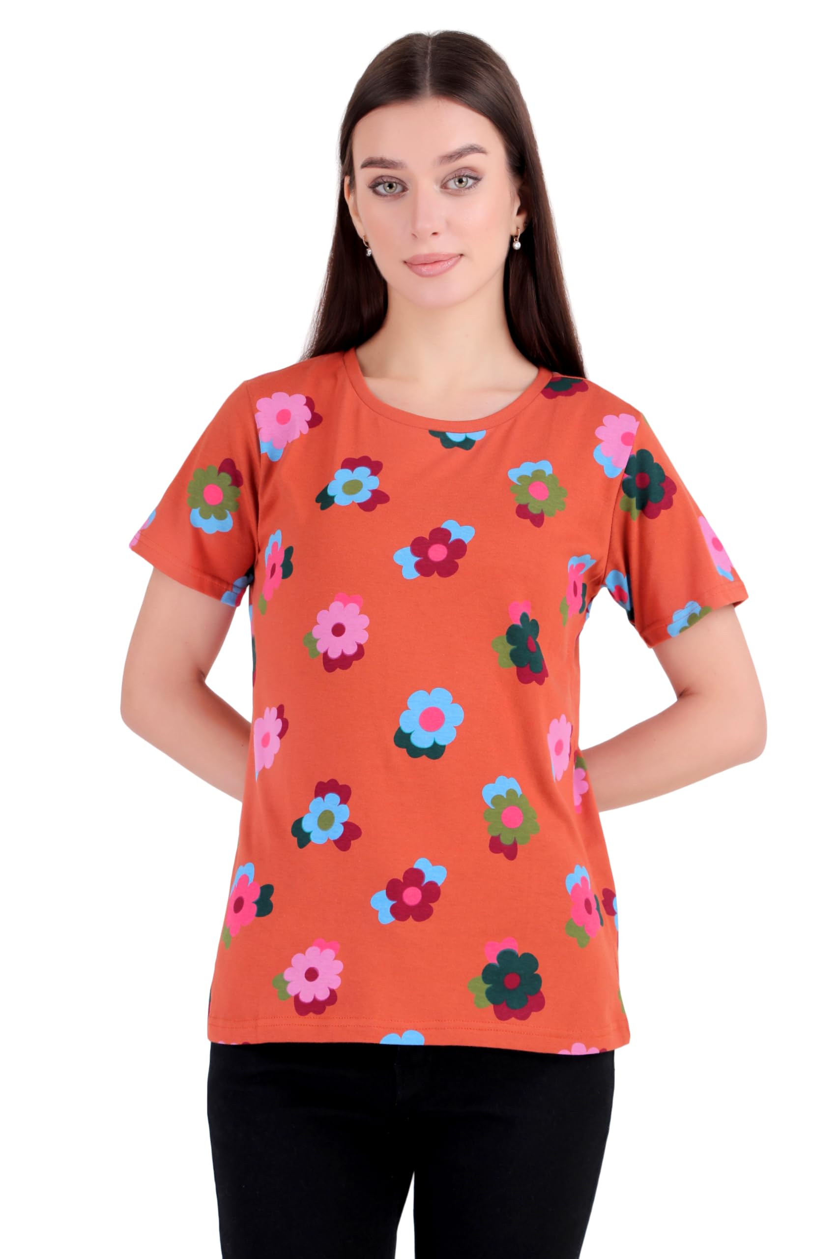 stories.label Women 100% Cotton Printed Tshirt in Ribbed Neck Includes Plus Sizes, Regular Fit and Half Sleeves (Sizes Medium -5XL)-picture-22