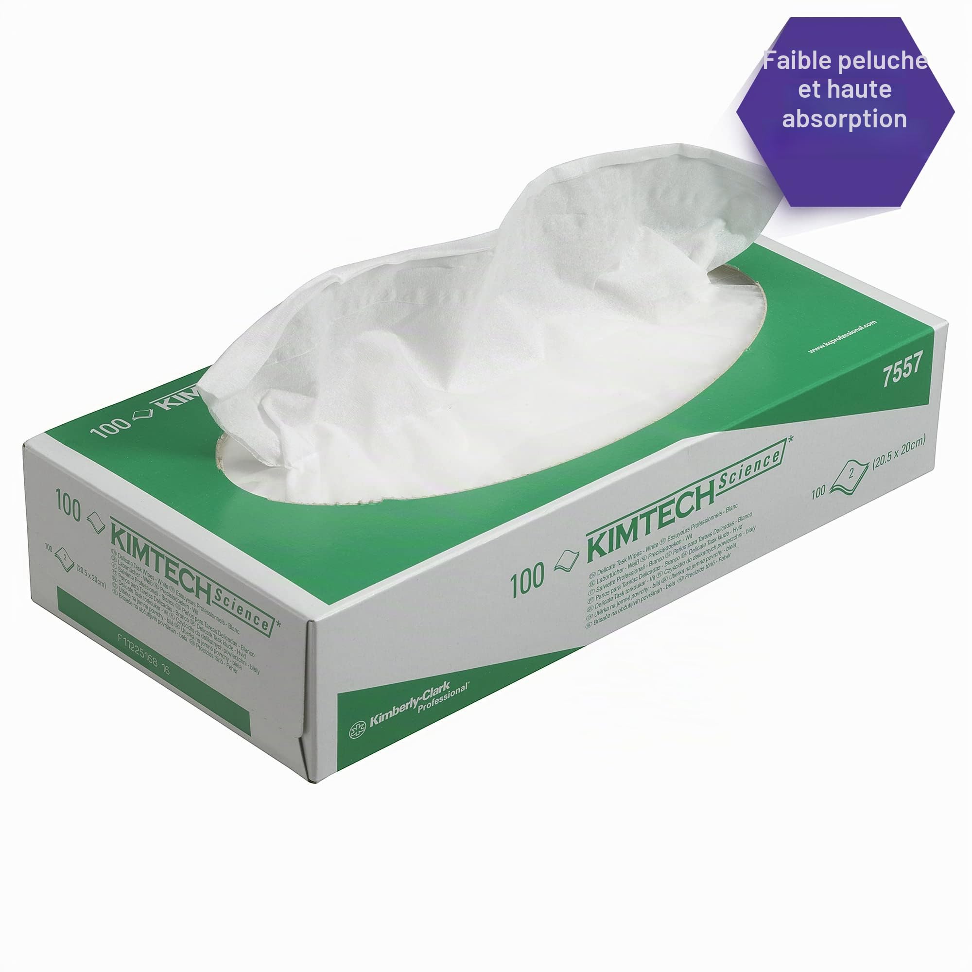 KIMTECH Essuyeurs de précision Kimtech Science 7557 - 24 cartons de 100 formats, 2 épaisseurs, blancs