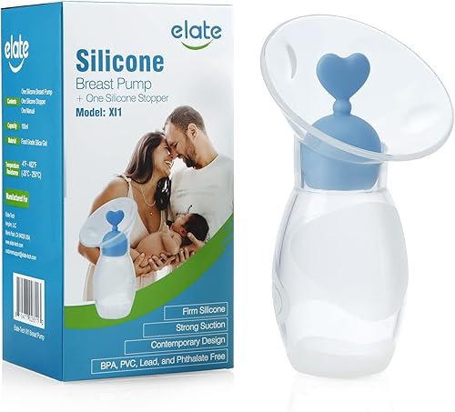 Elate Extractor de leche manual para lactancia  Colector de leche de silicona con tapón a prueba de fugas para madres lactantes  Mejora la