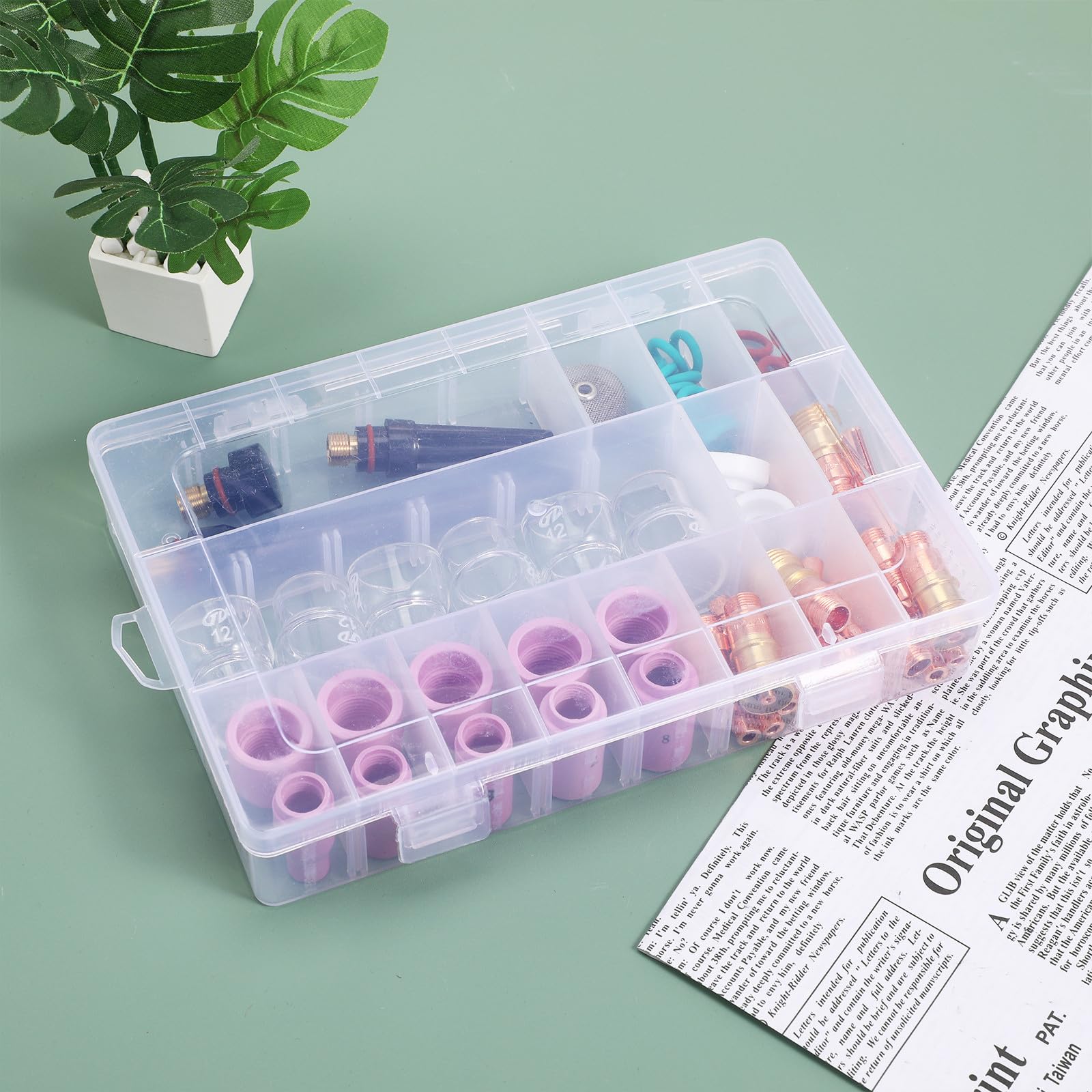 YARNOW Kit de Accesorios de Soldadura Tig 71 Piezas de Acero Inoxidable y Plástico, Portátil y Duradero para Proyectos de Soldadura Profesionales y Bricolaje