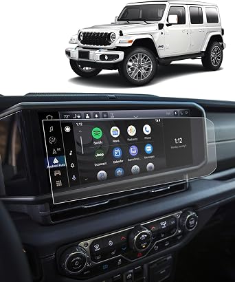 For 2026 Jeep Wrangler Matte Anti-Glare Screen Protector -2024 2026 Gladiator & Wrangler Sport S/Willys/Sahara/High Altitude/Rubicon 392/Rubicon X Accessories Wrangler JL/4xe 12.3" 9H Tempered Glass