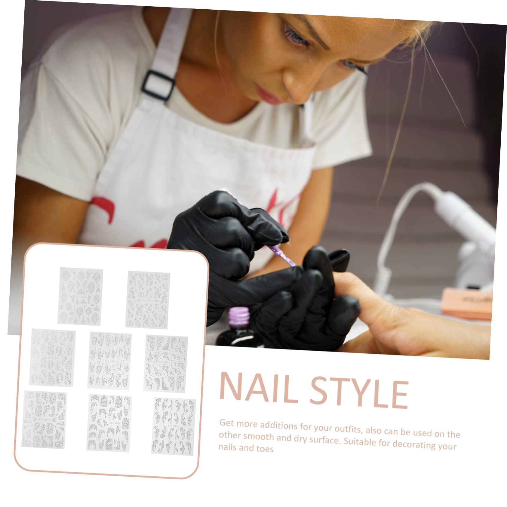 Beaupretty 24hojas Pegatinas De Uñas Relieve Autoadhesivas De Calcomanías Para Decoración De Uñas y Pies Accesorios Para Fiestas y Eventos Especiales