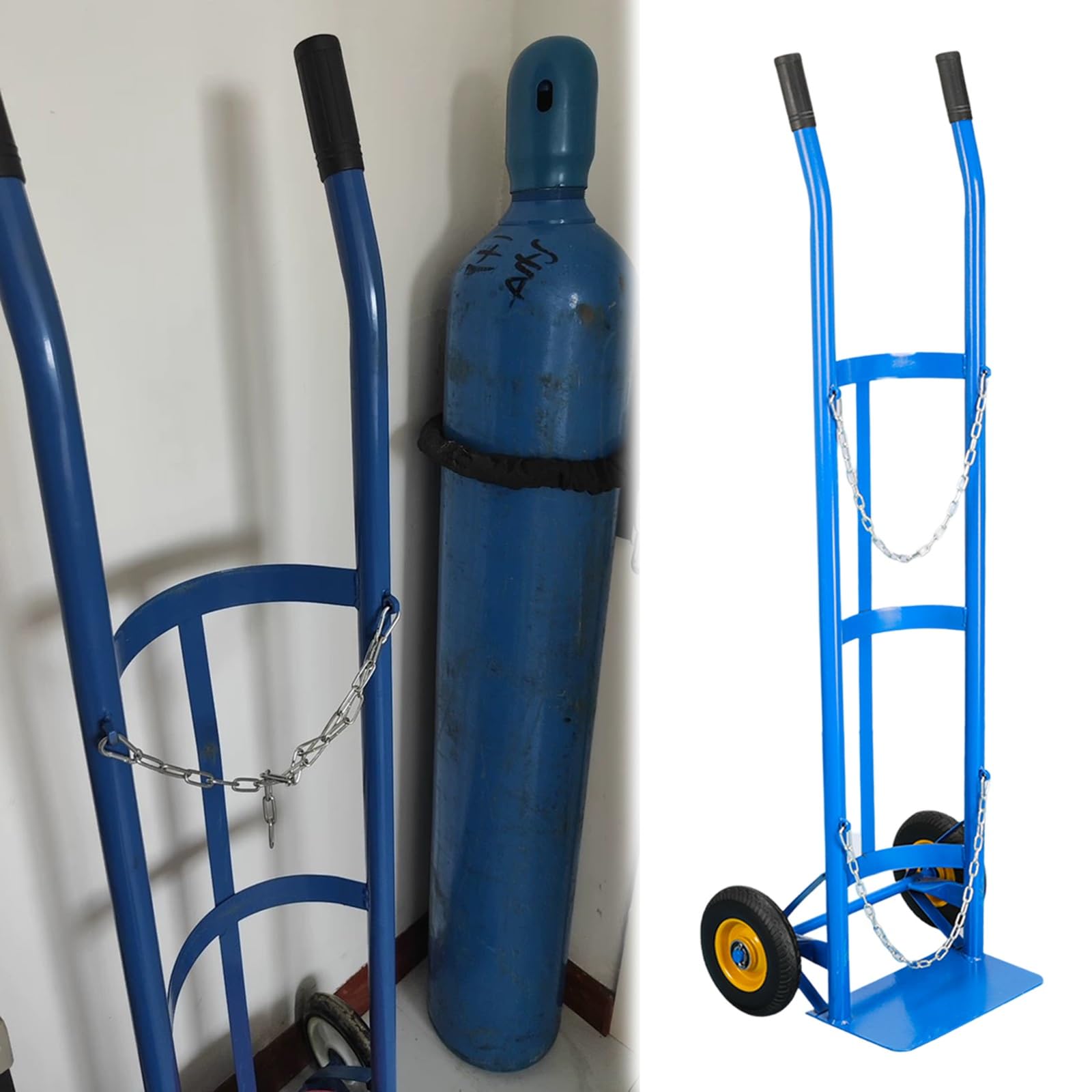 Chariot réservoir oxygène 55" support bouteille acier pour stockage et transport à domicile