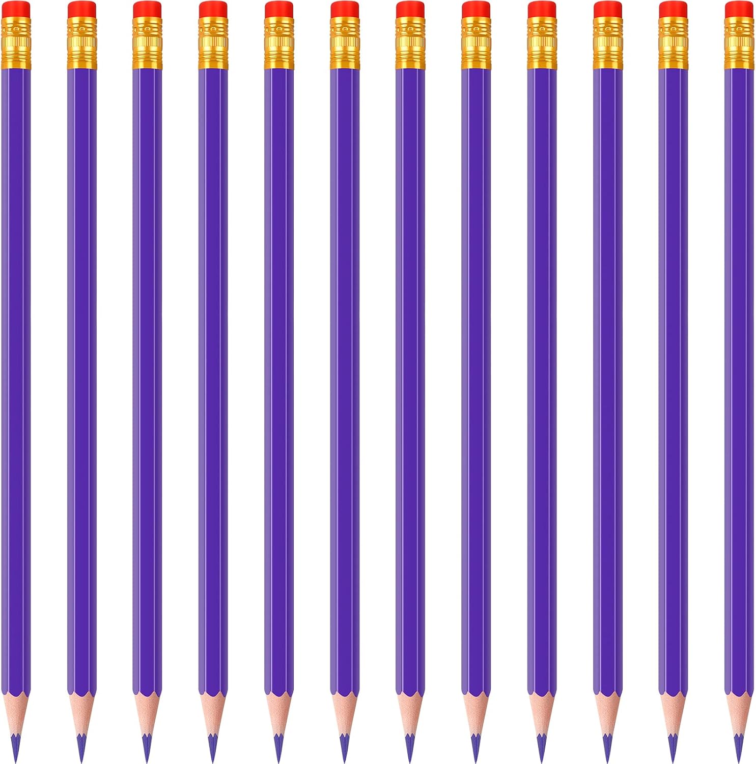 Zhanmai 24 Pieces Checking Erasable Pencils Pencils Pre-Sharpened #2 HB with Erasable Tops for Checking Map Coloring Tests Grading (Purple)