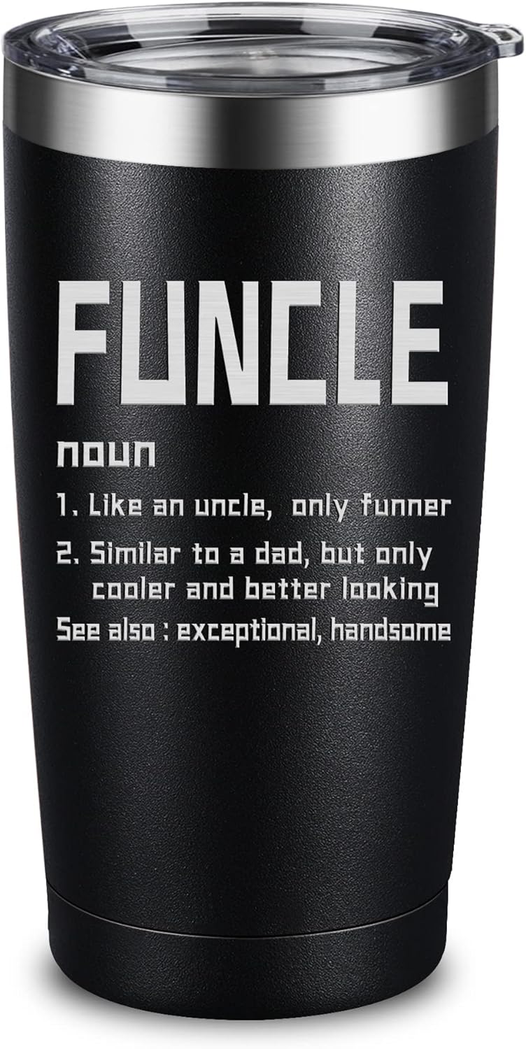 ARIABLE Funny Christmas Gifts for Uncle from Niece, Nephew- Best Uncle Gifts for Birthday Christmas - 20 Ounce Black Engraved Tumbler