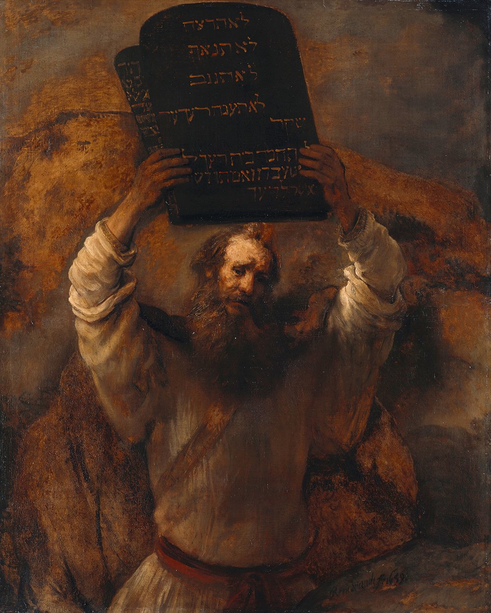 Moses with The Ten Commandments de Rembrandt : Impression Fine Art de Musée