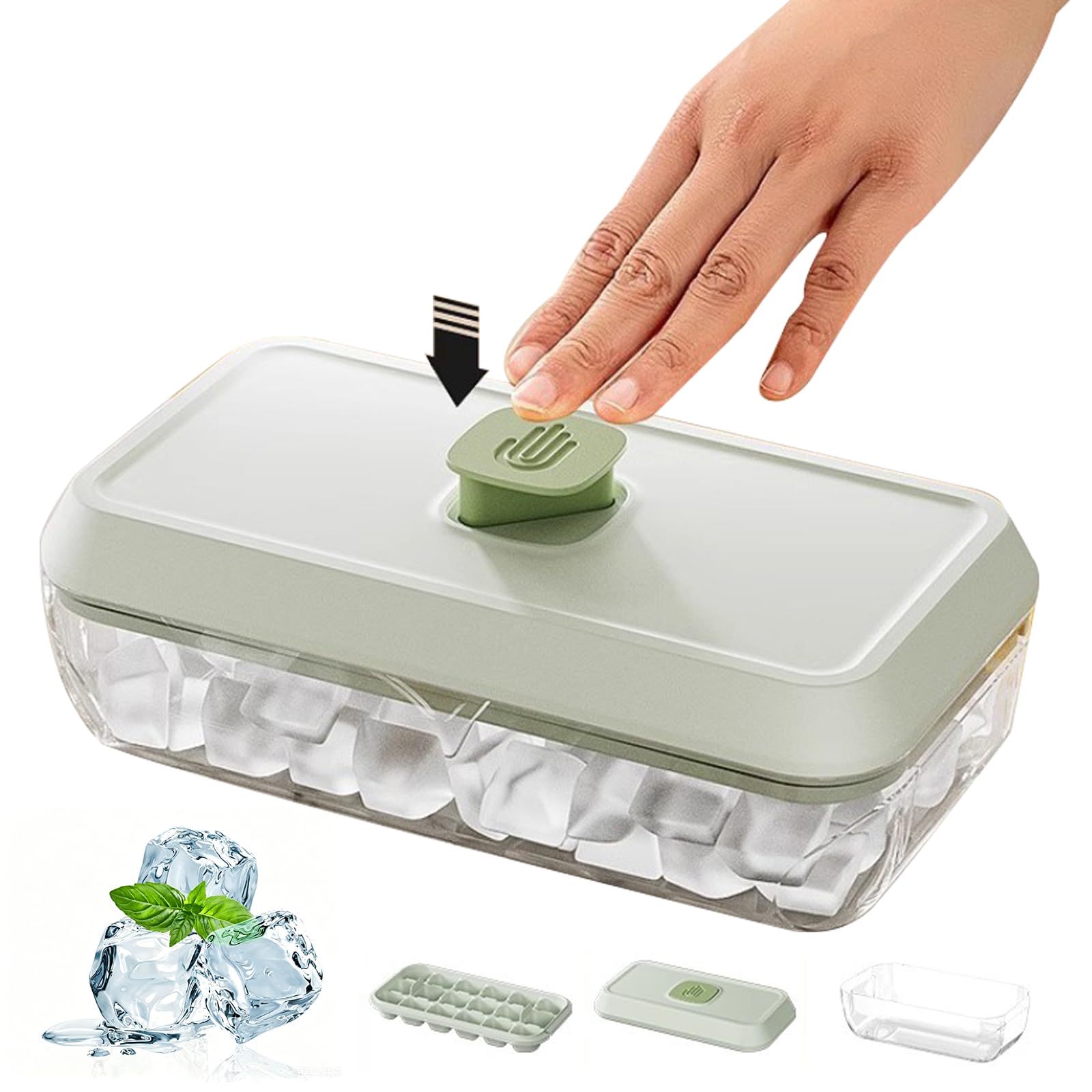 Amazon.co.jp: ADOFUN 製氷皿 四角氷 氷18個 保存容器付き 蓋付き