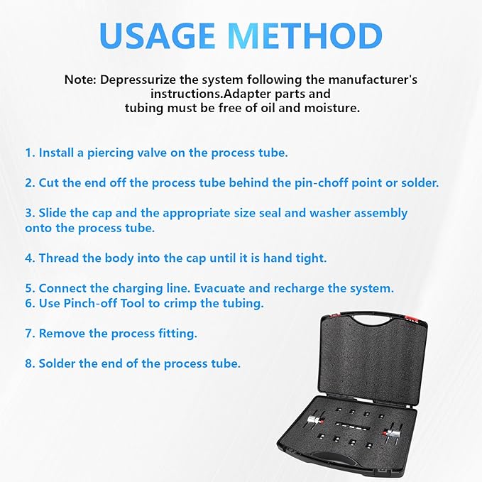 Kit de Adaptador de Tubo de Proceso HVAC 12458 para Tubos de Cobre 3/16", 1/4", 5/16", 3/8" miniatura 7